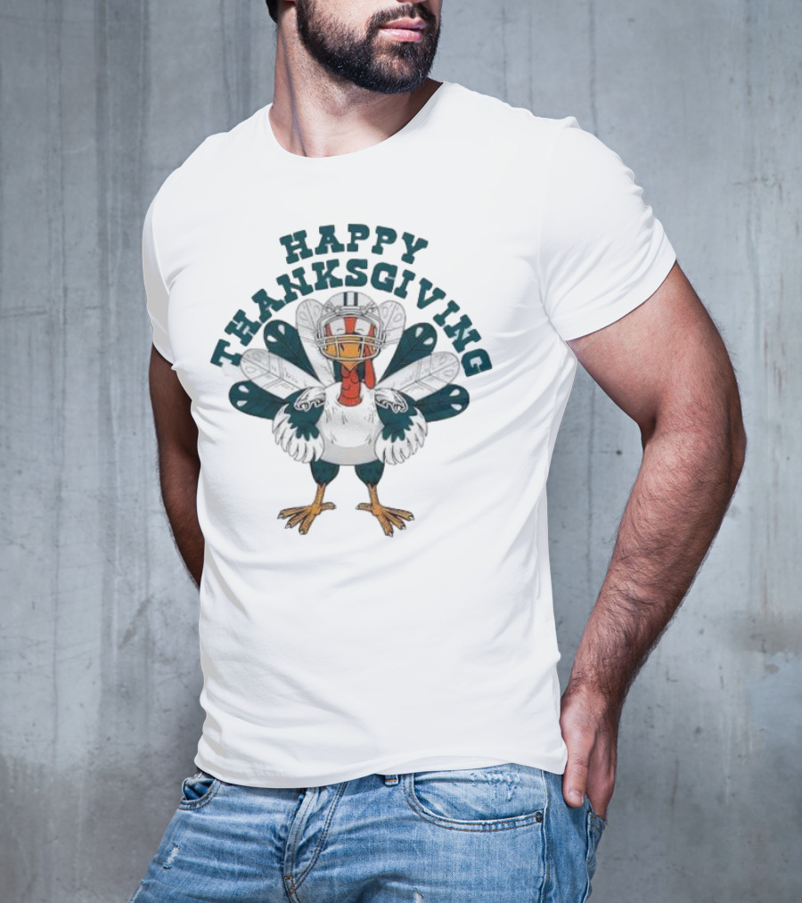 Philadelphia Eagles Turkey Happy Thanksgiving Football T-Shirt