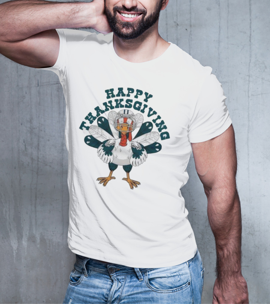Philadelphia Eagles Turkey Happy Thanksgiving Football T-Shirt