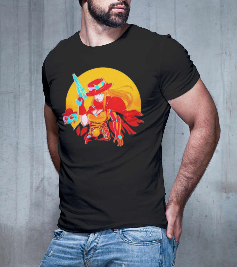 Samus Aran Metroid Marshal With Gun And Hat In Western T-Shirt