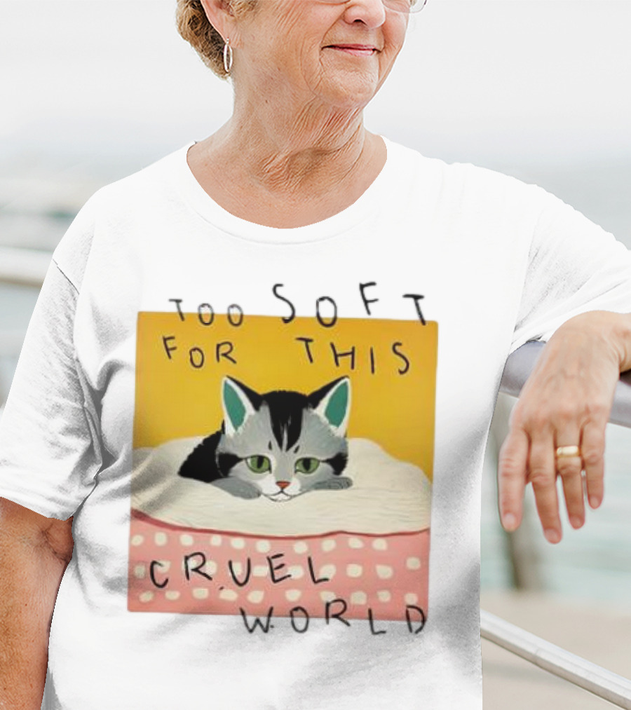 Too Soft For This Cruel World Cat In Cozy Blanket T-Shirt