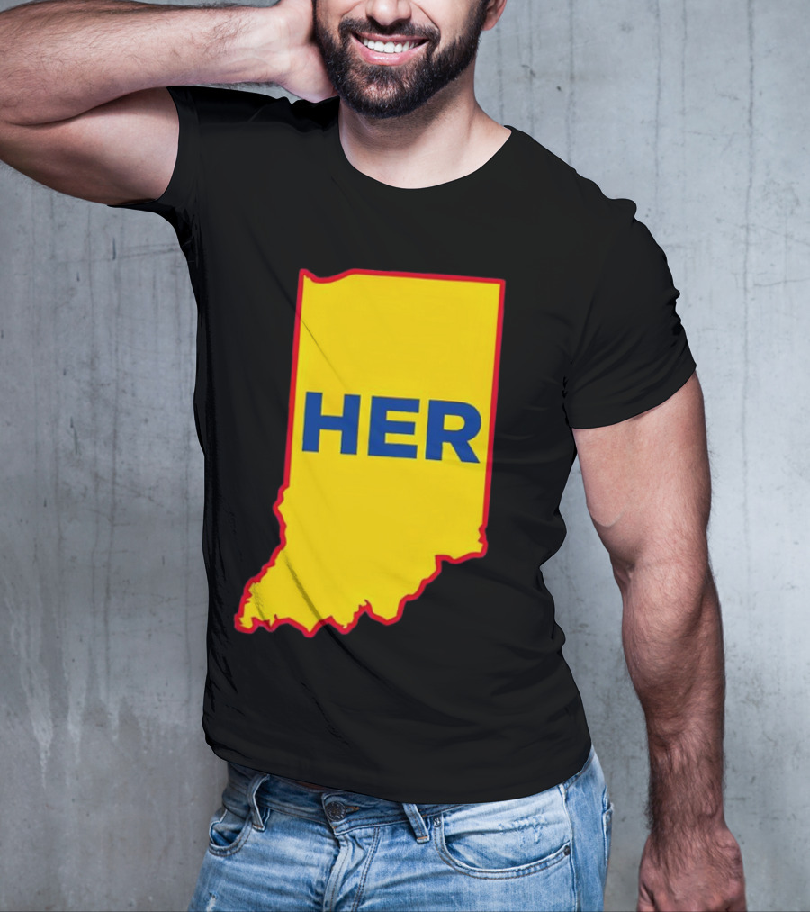 Caitlin Clark Indiana Fever Her State Yellow Map With Blue HER T-Shirt