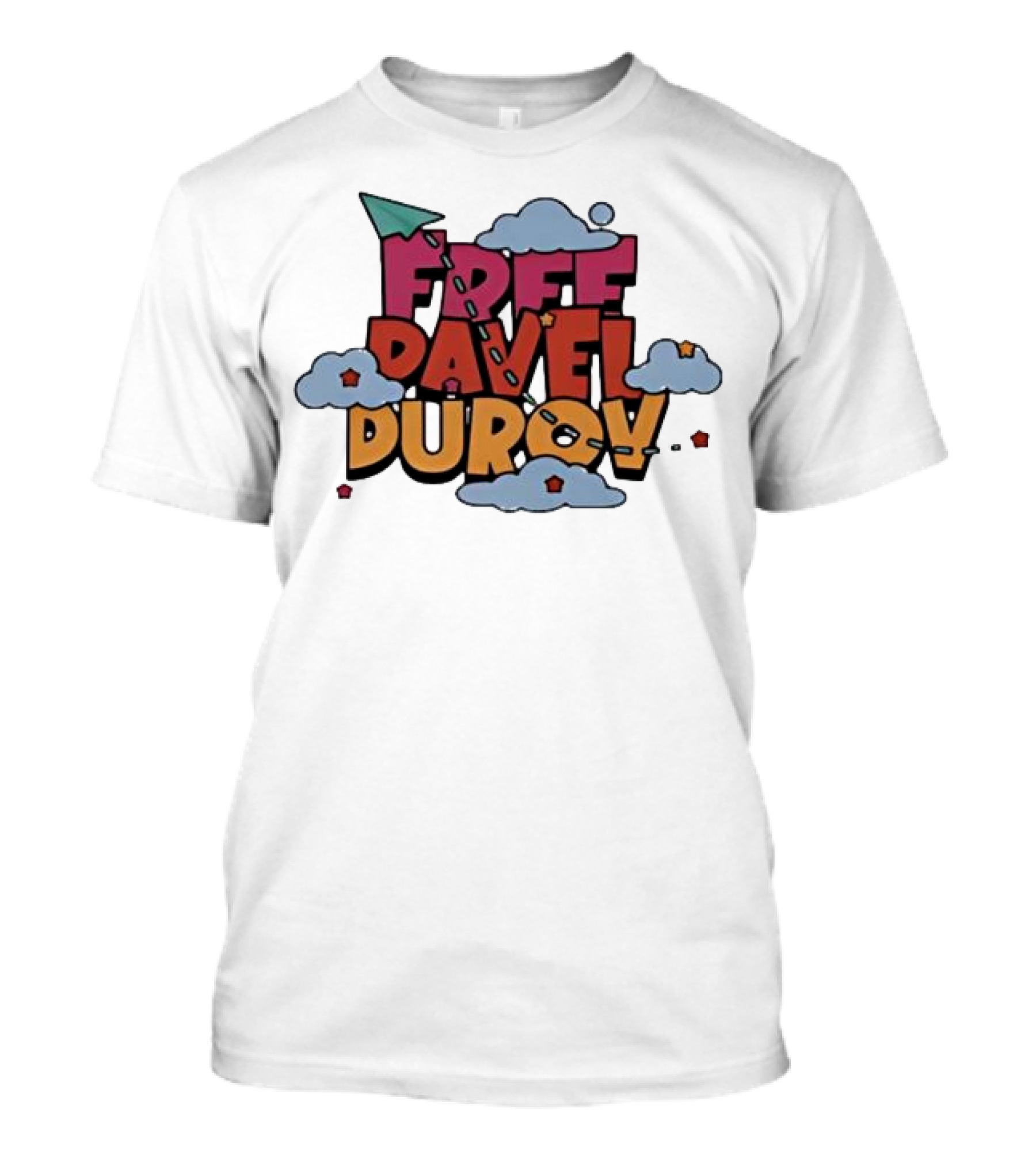 Free Pavel Durov Telegram Graffiti Clouds Paper Airplane T-Shirt