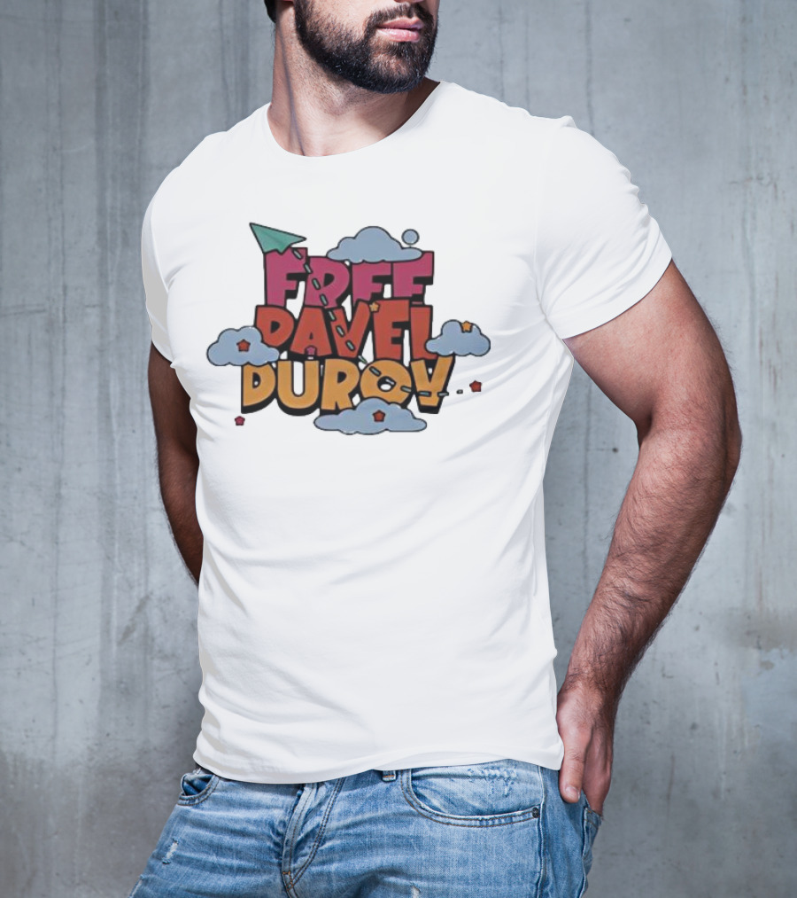 Free Pavel Durov Telegram Graffiti Clouds Paper Airplane T-Shirt