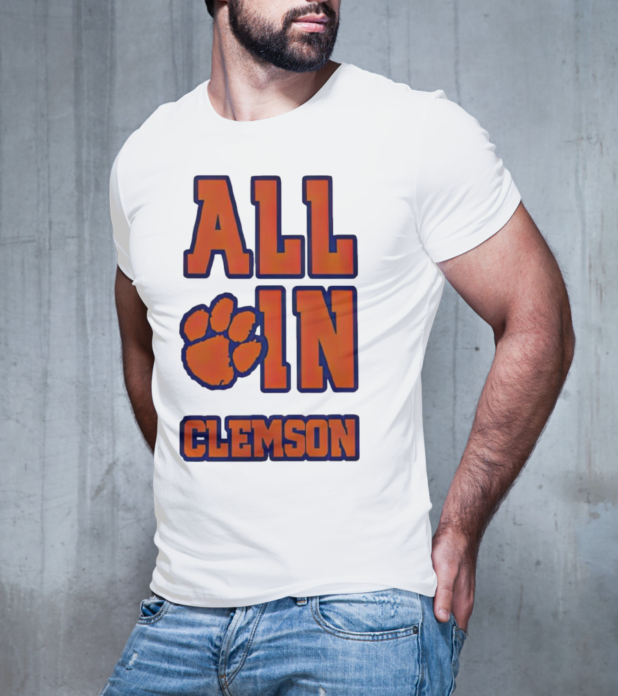 All In Clemson Tigers Football Paw T-Shirt