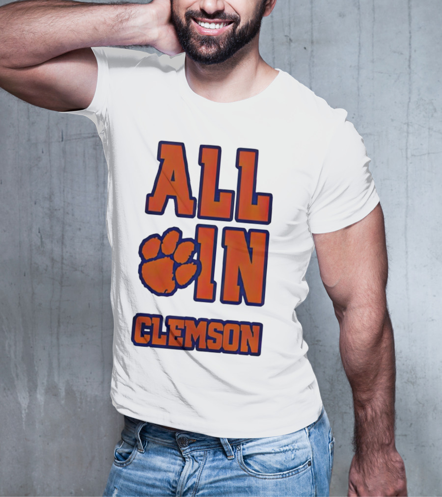 All In Clemson Tigers Football Paw T-Shirt