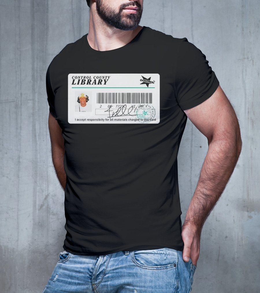 Control County Library Card Design With Signature And Photo T-Shirt