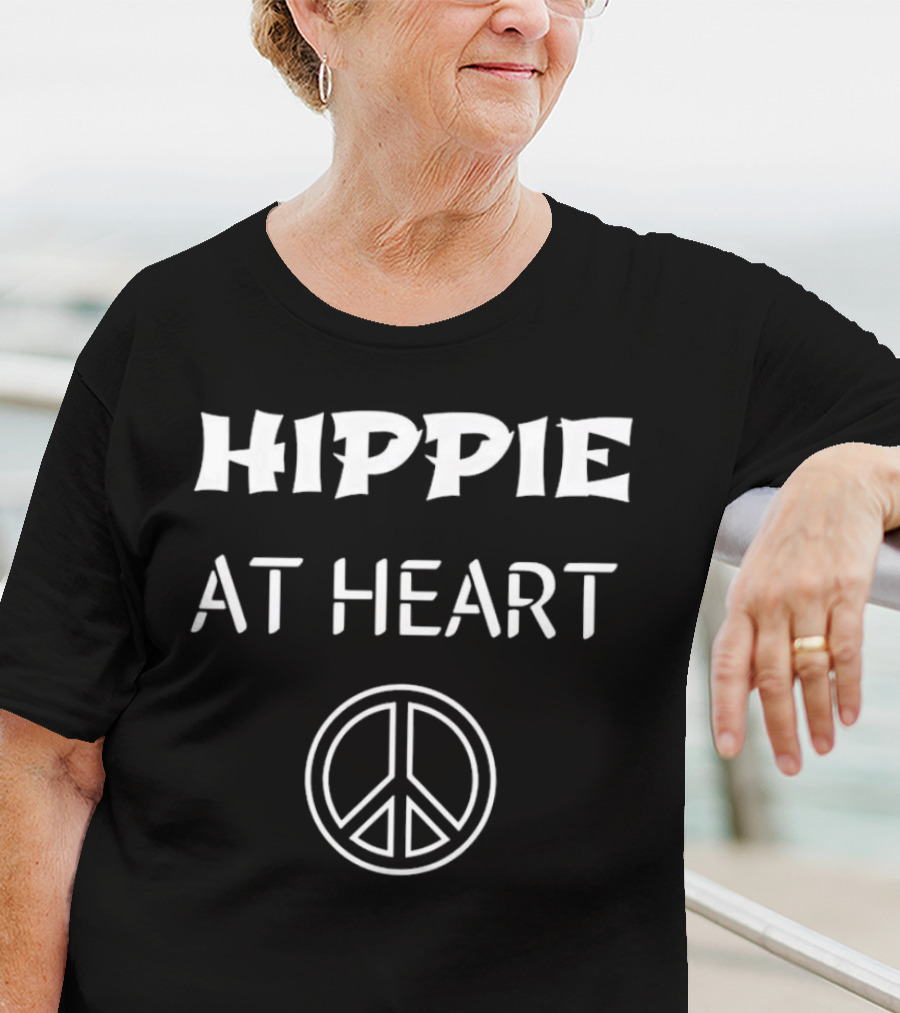 Hippie At Heart Peace Symbols Iconic Message T-Shirt