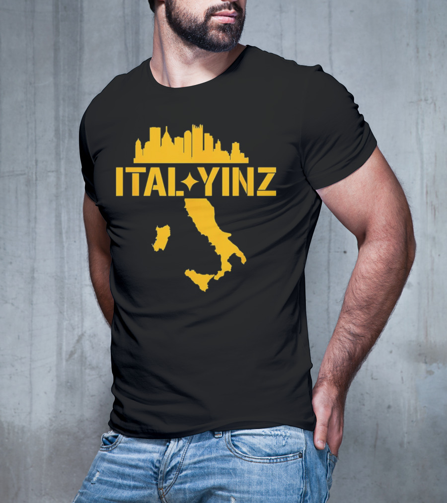 Ital Yinz Pittsburgh Skyline Italy Map T-Shirt
