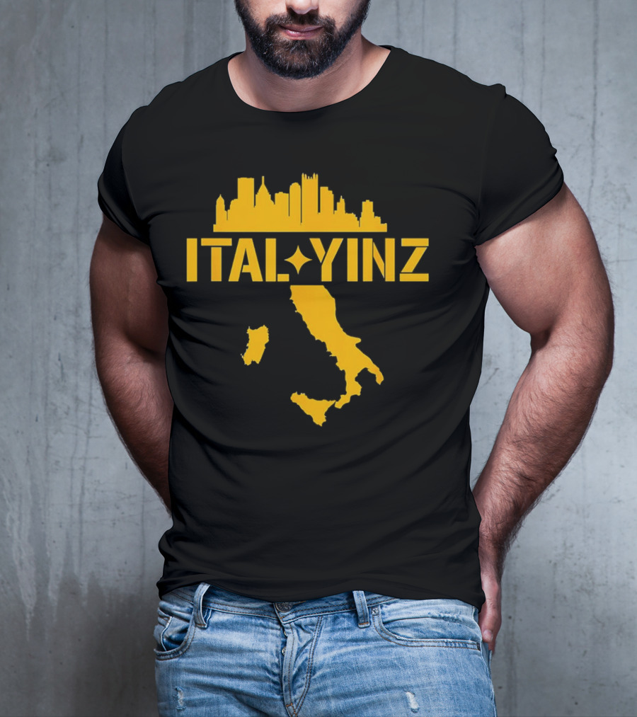 Ital Yinz Pittsburgh Skyline Italy Map T-Shirt