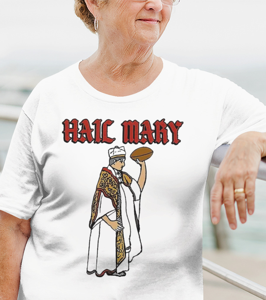 Hail Mary Priest Holding Football T-Shirt