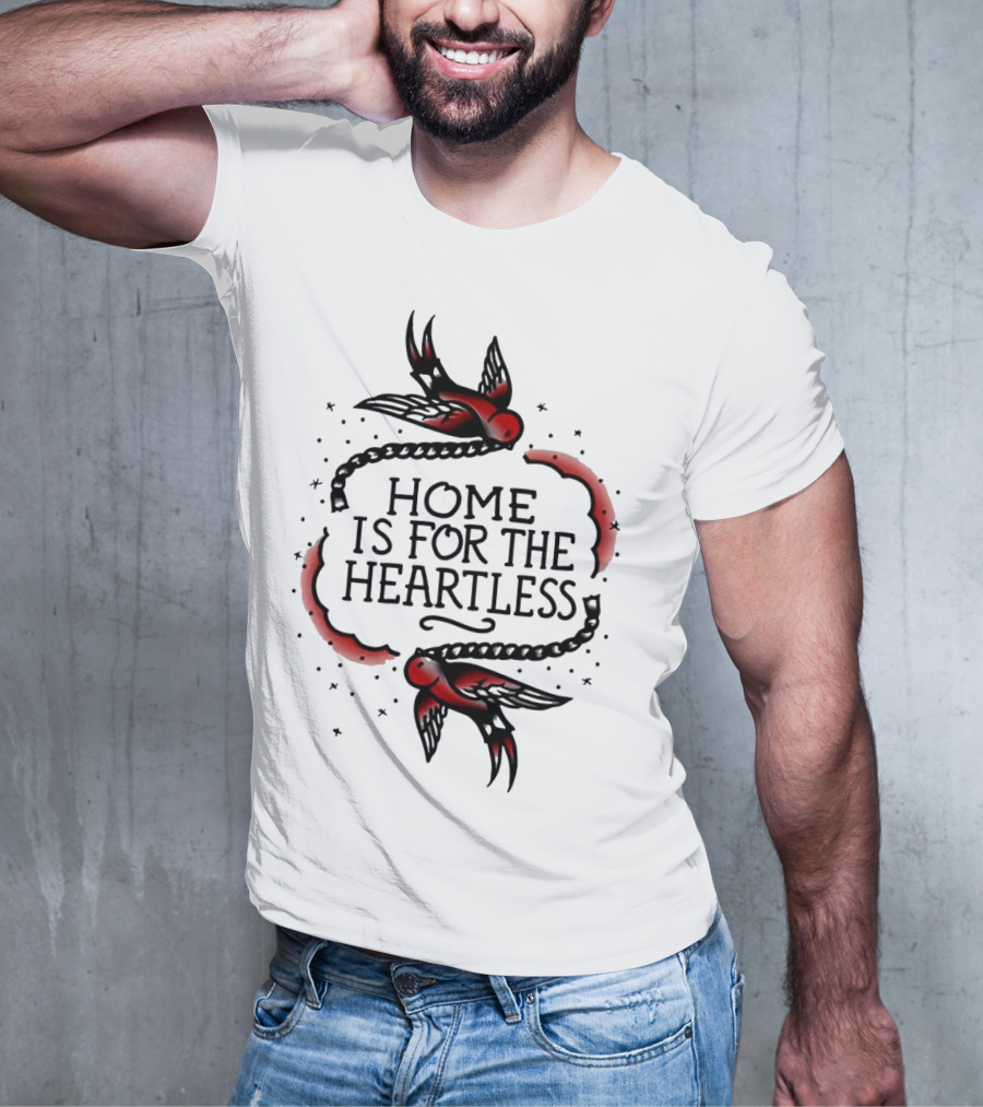 Home Is For The Heartless Red Swallows And Chain T-Shirt