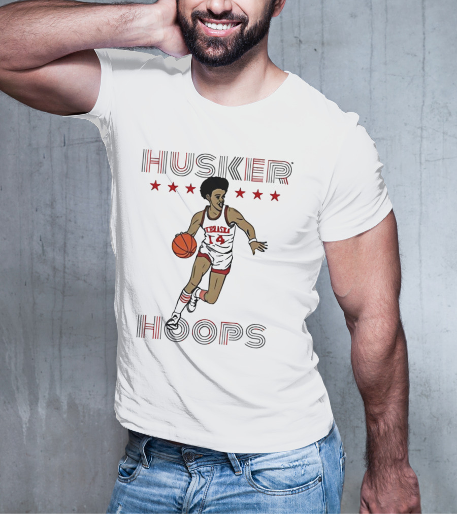 Husker Hoops Nebraska Cornhuskers Basketball Player With Stars T-Shirt