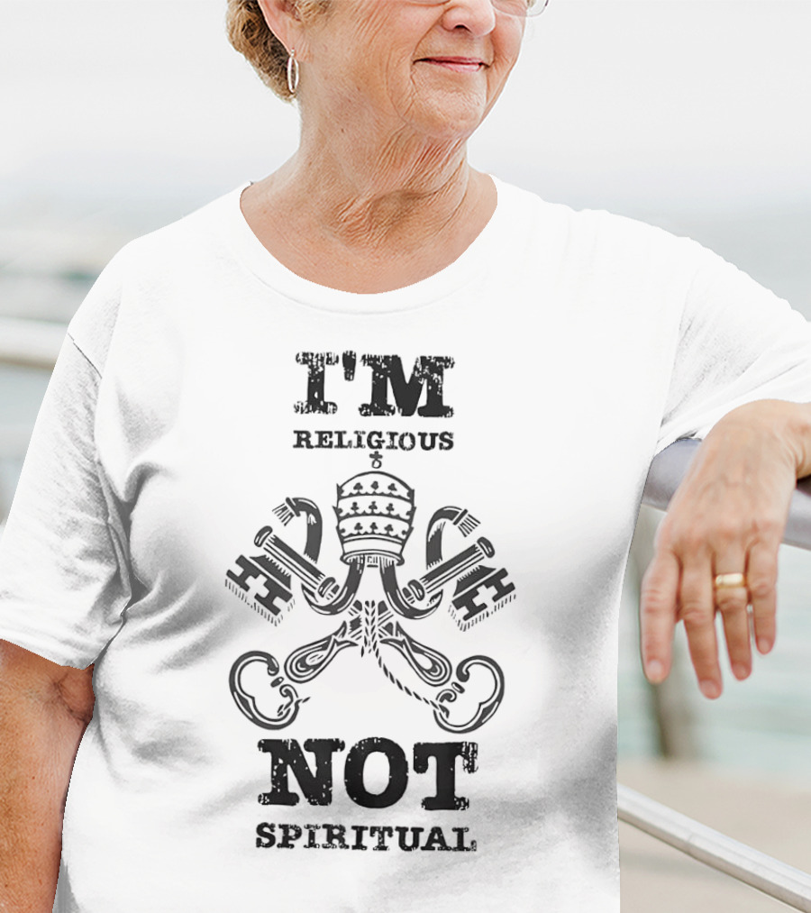 I'm Religious Not Spiritual Papal Tiara And Crossed Keys T-Shirt