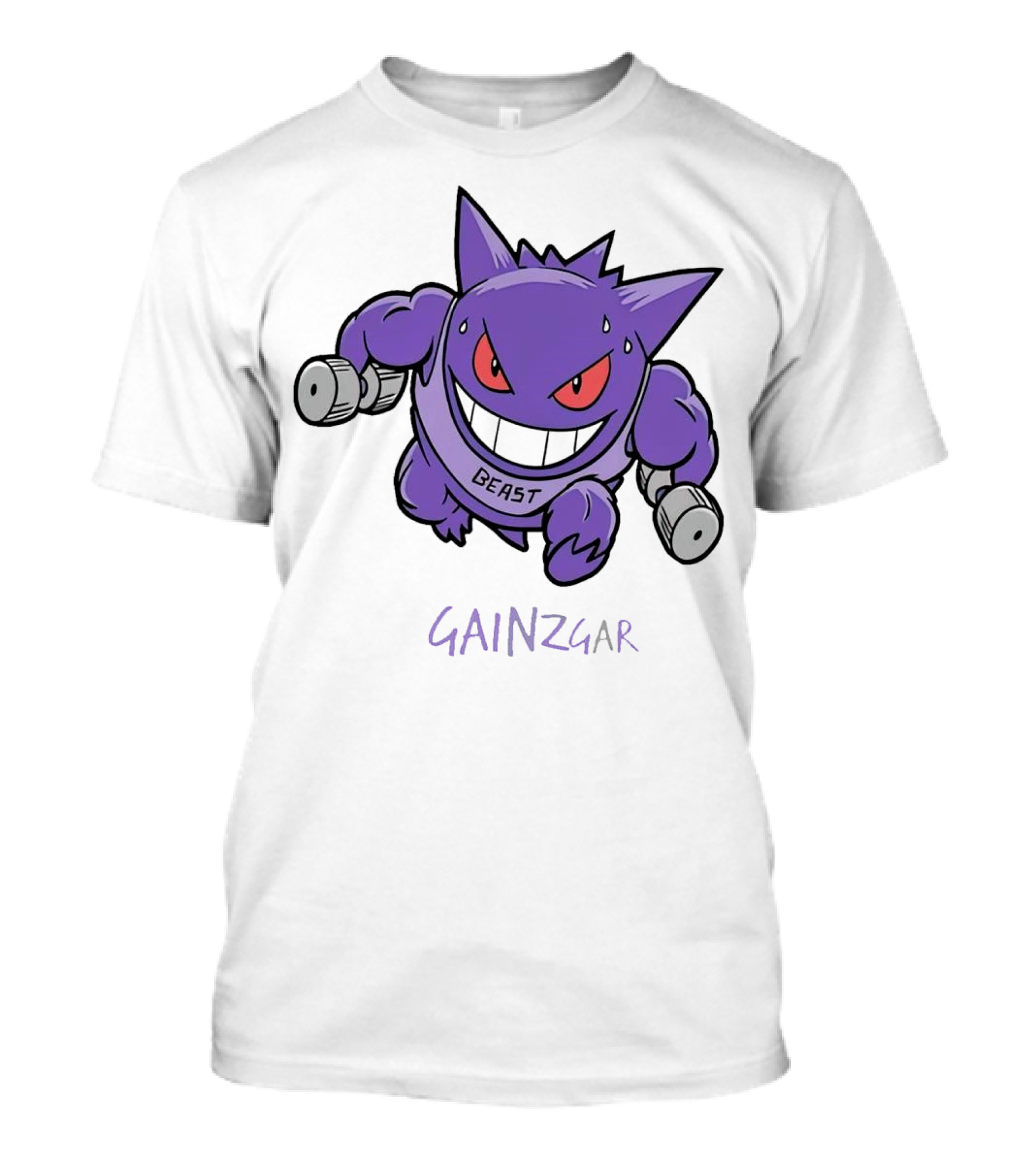 Pokemon Gengar Gainzgar Beast Lifting Dumbbells T-Shirt