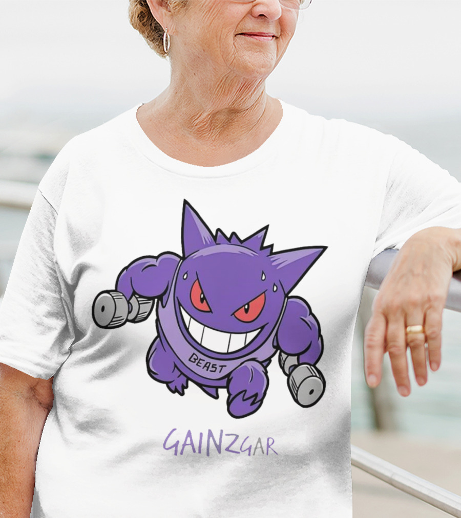 Pokemon Gengar Gainzgar Beast Lifting Dumbbells T-Shirt