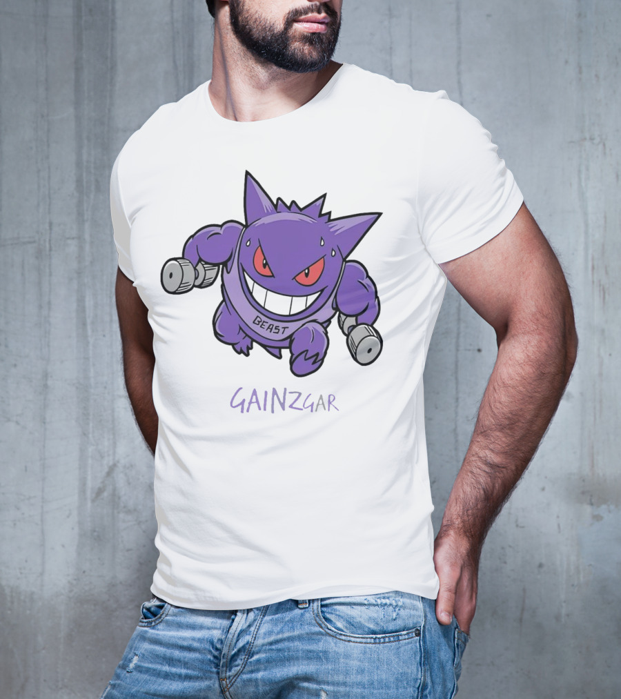 Pokemon Gengar Gainzgar Beast Lifting Dumbbells T-Shirt