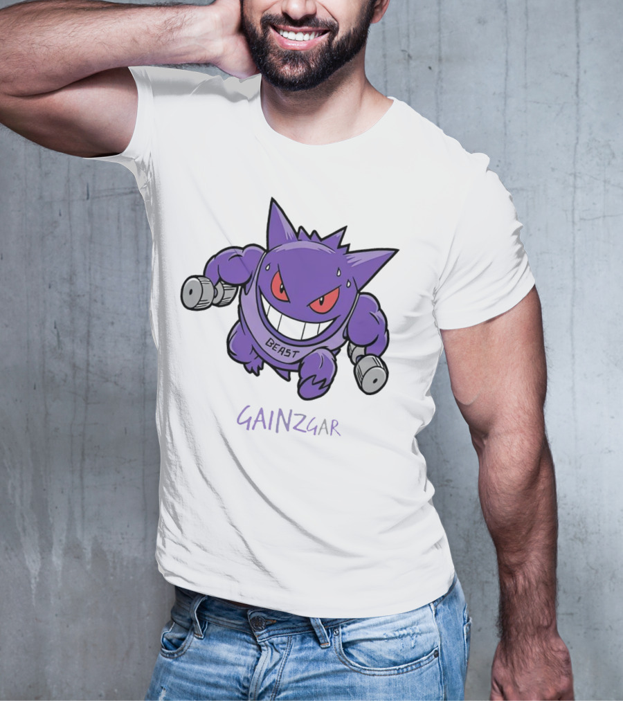 Pokemon Gengar Gainzgar Beast Lifting Dumbbells T-Shirt