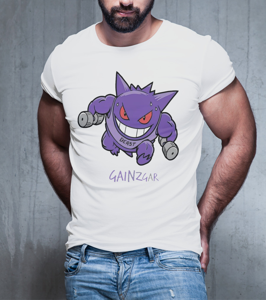 Pokemon Gengar Gainzgar Beast Lifting Dumbbells T-Shirt
