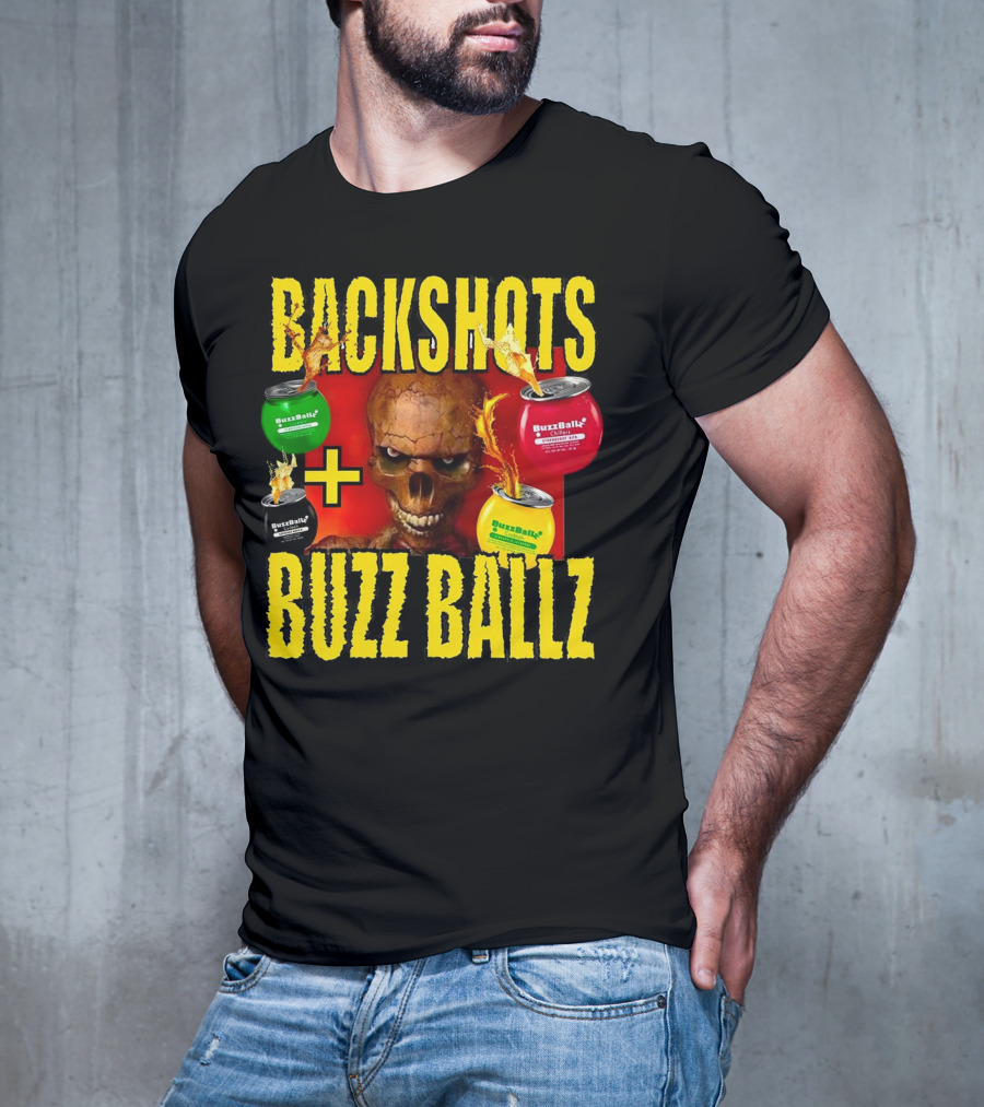 Backshots With Buzz Ballz Fiery Skeleton Combo T-Shirt