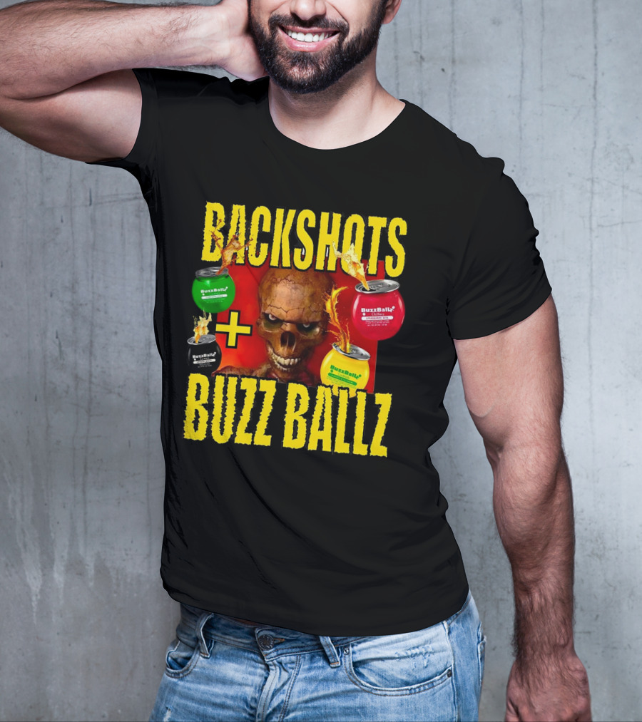 Backshots With Buzz Ballz Fiery Skeleton Combo T-Shirt