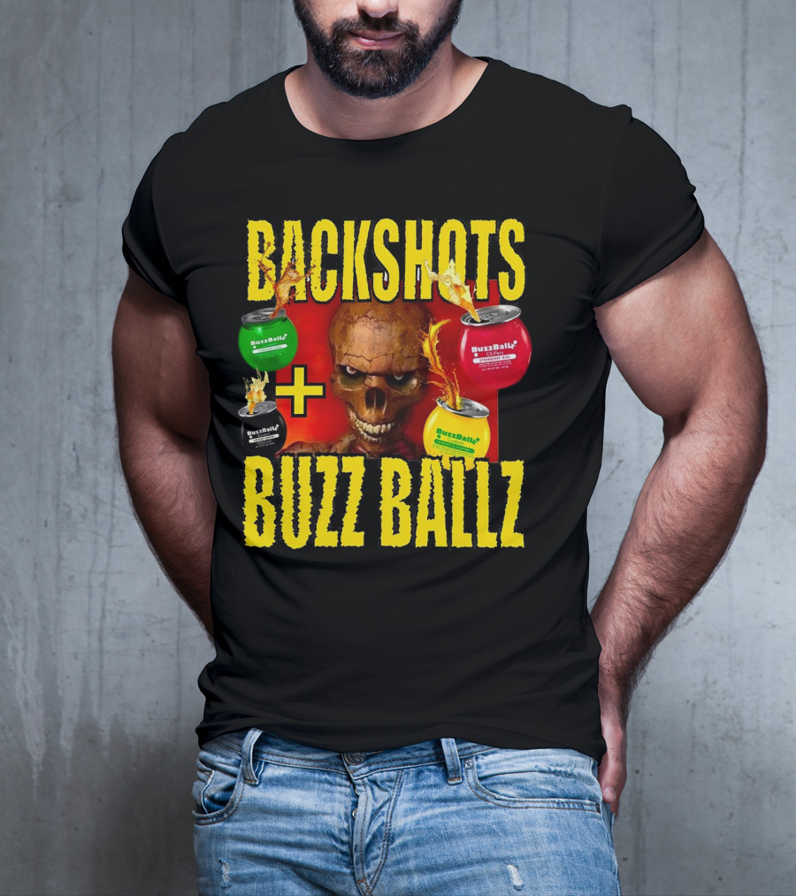 Backshots With Buzz Ballz Fiery Skeleton Combo T-Shirt