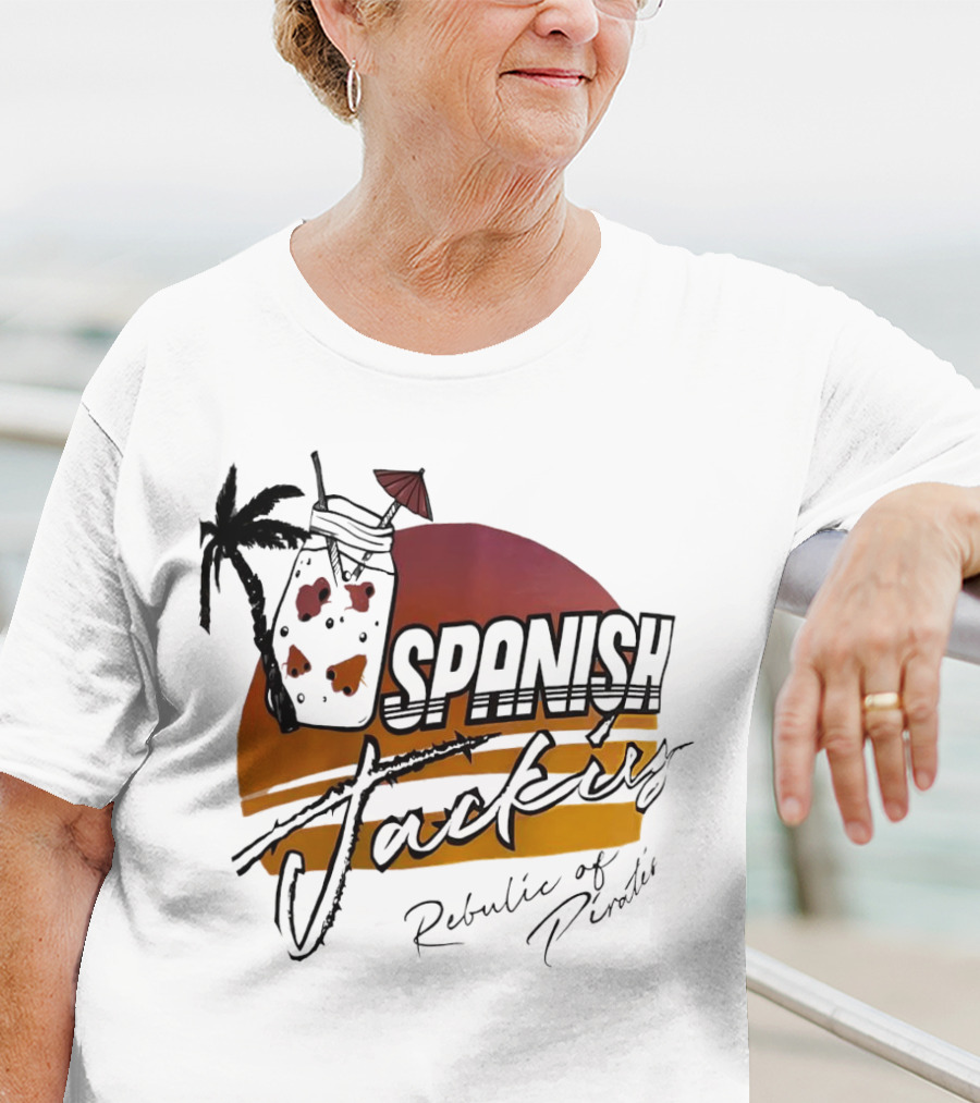Spanish Jacking Republic Of Pirates Sunset Palm Tropical Drink T-Shirt