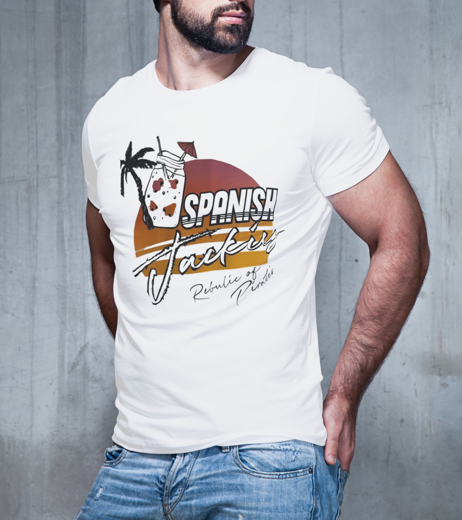 Spanish Jacking Republic Of Pirates Sunset Palm Tropical Drink T-Shirt