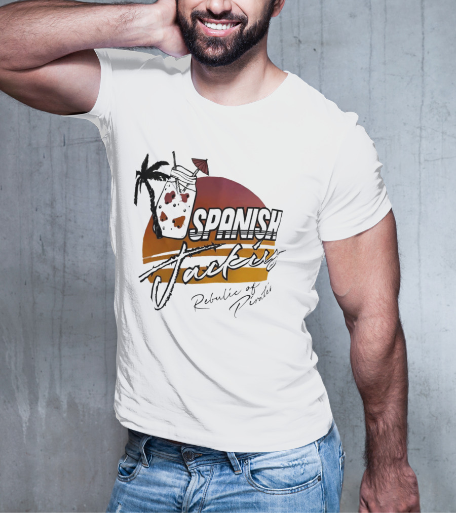 Spanish Jacking Republic Of Pirates Sunset Palm Tropical Drink T-Shirt