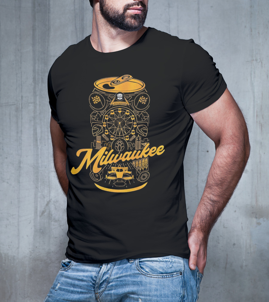 Milwaukee State Fair Park Ferris Wheel And Beer Can T-Shirt