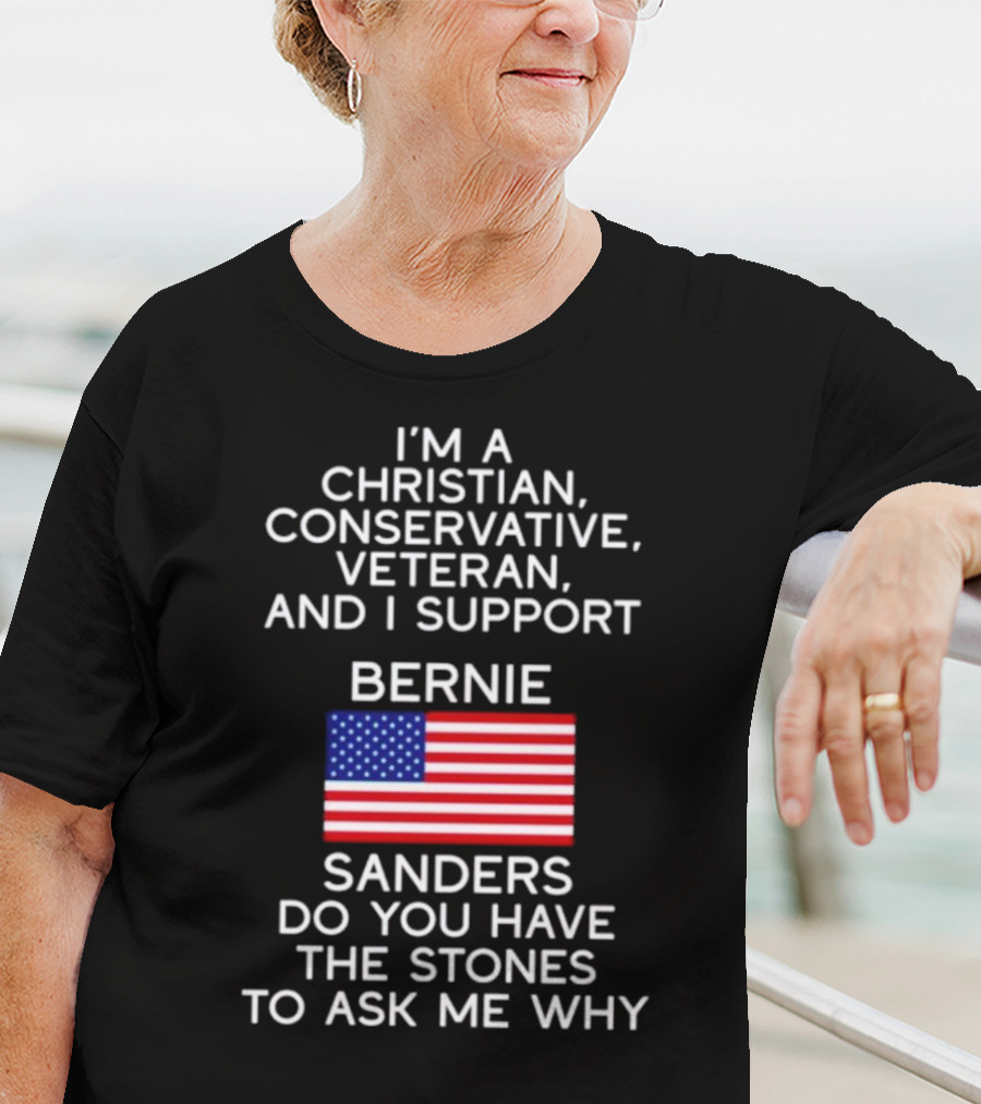 Christian Conservative Veteran Supporting Bernie Sanders American Flag Inquiry T-Shirt