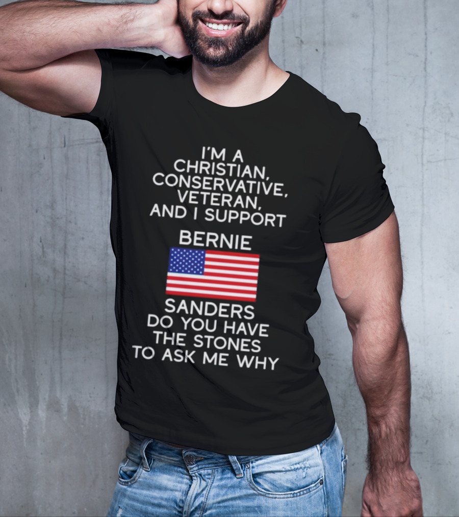Christian Conservative Veteran Supporting Bernie Sanders American Flag Inquiry T-Shirt