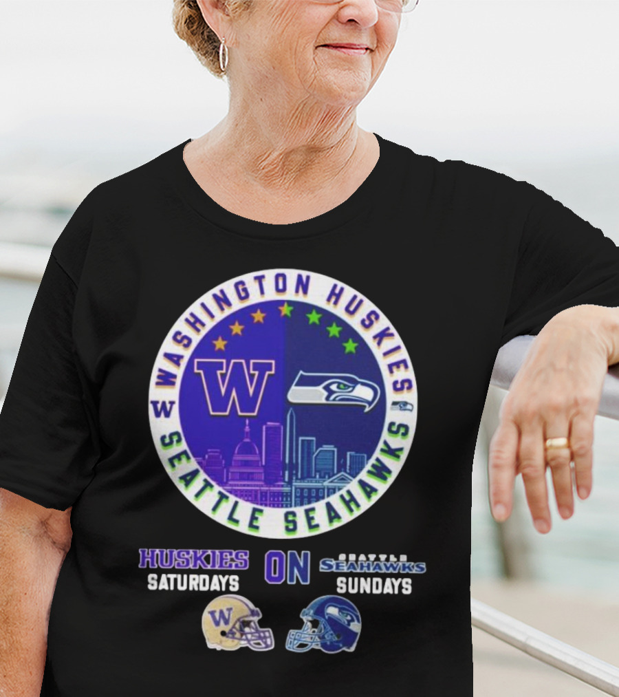 Washington Huskies Seattle Seahawks Huskies On Saturdays Seahawks On Sundays T-Shirt