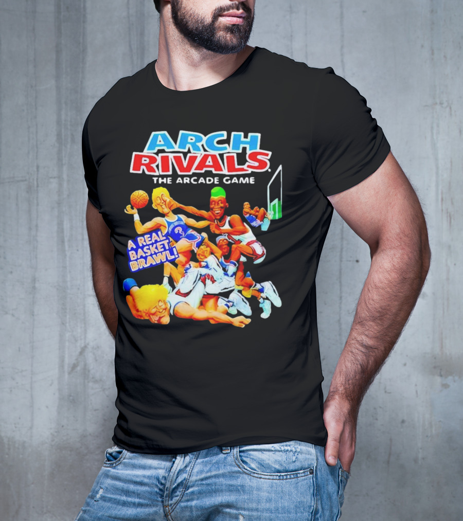 Arch Rivals Arcade Game A Real Basket Brawl Action Scene T-Shirt
