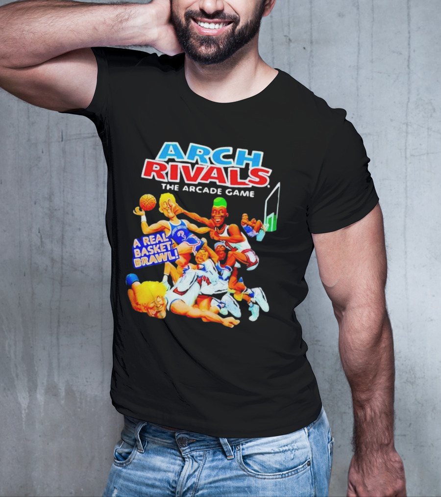 Arch Rivals Arcade Game A Real Basket Brawl Action Scene T-Shirt