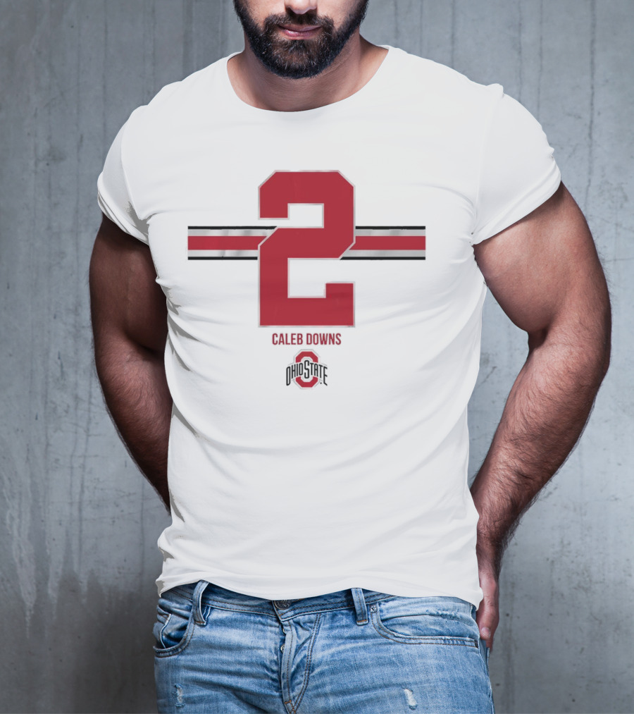 Caleb Downs Ohio State Buckeyes 2 Stripe Football T-Shirt