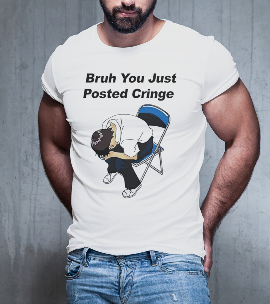 Bruh You Just Posted Cringe Meme Anime Guy Folded Chair T-Shirt