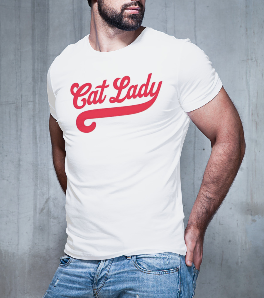 Cincinnati Reds Cat Lady Baseball Script Red T-Shirt
