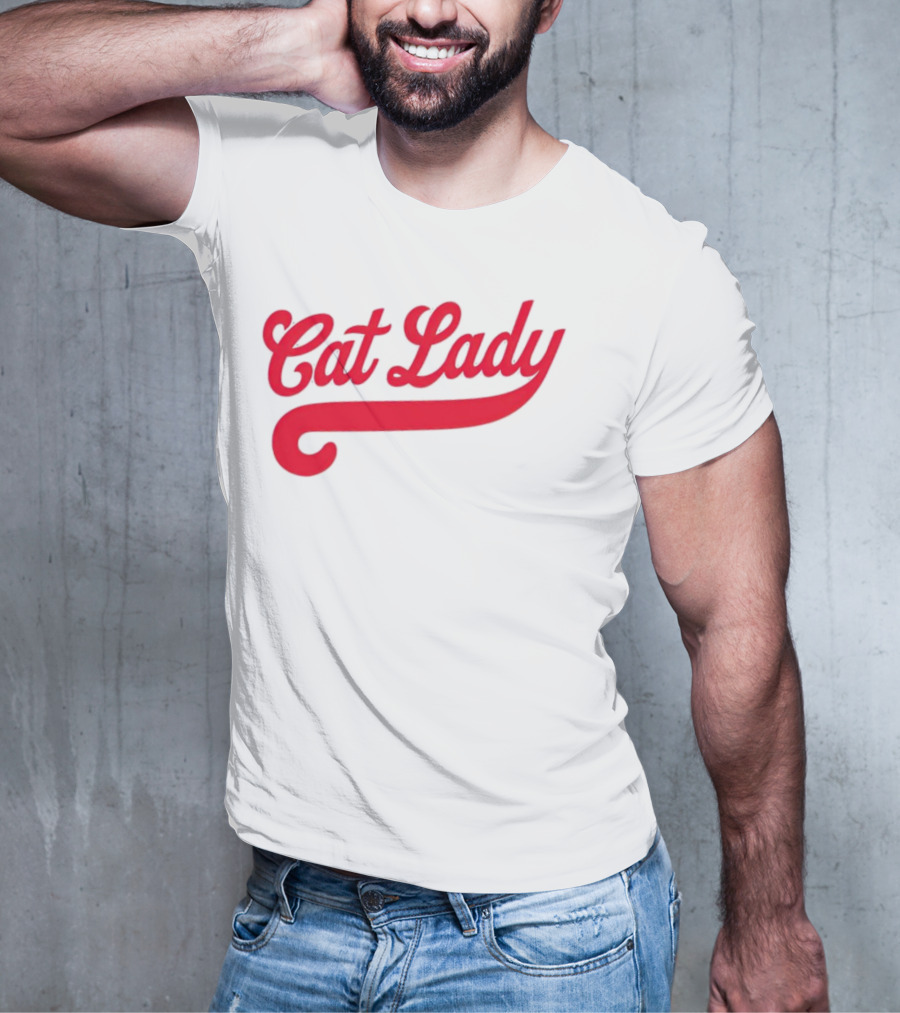 Cincinnati Reds Cat Lady Baseball Script Red T-Shirt