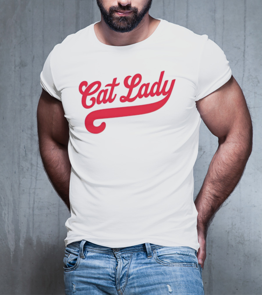 Cincinnati Reds Cat Lady Baseball Script Red T-Shirt