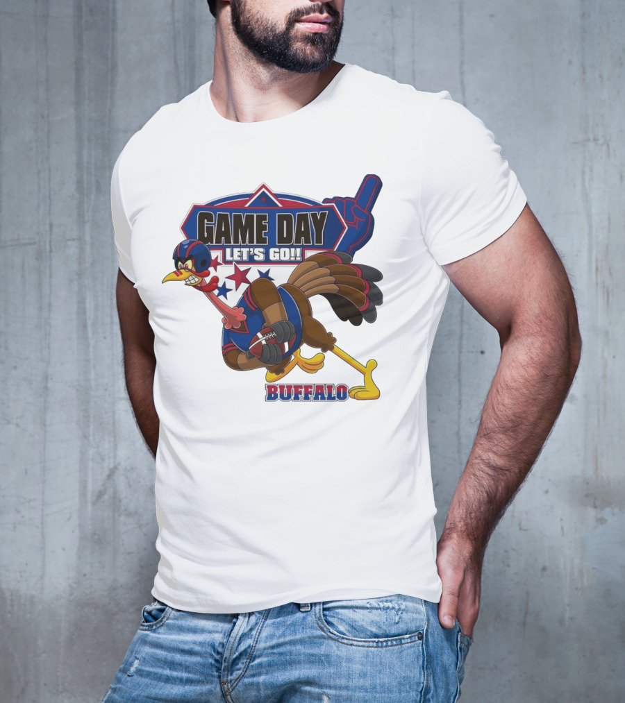 Game Day Let's Go Buffalo Football Turkey Mascot T-Shirt