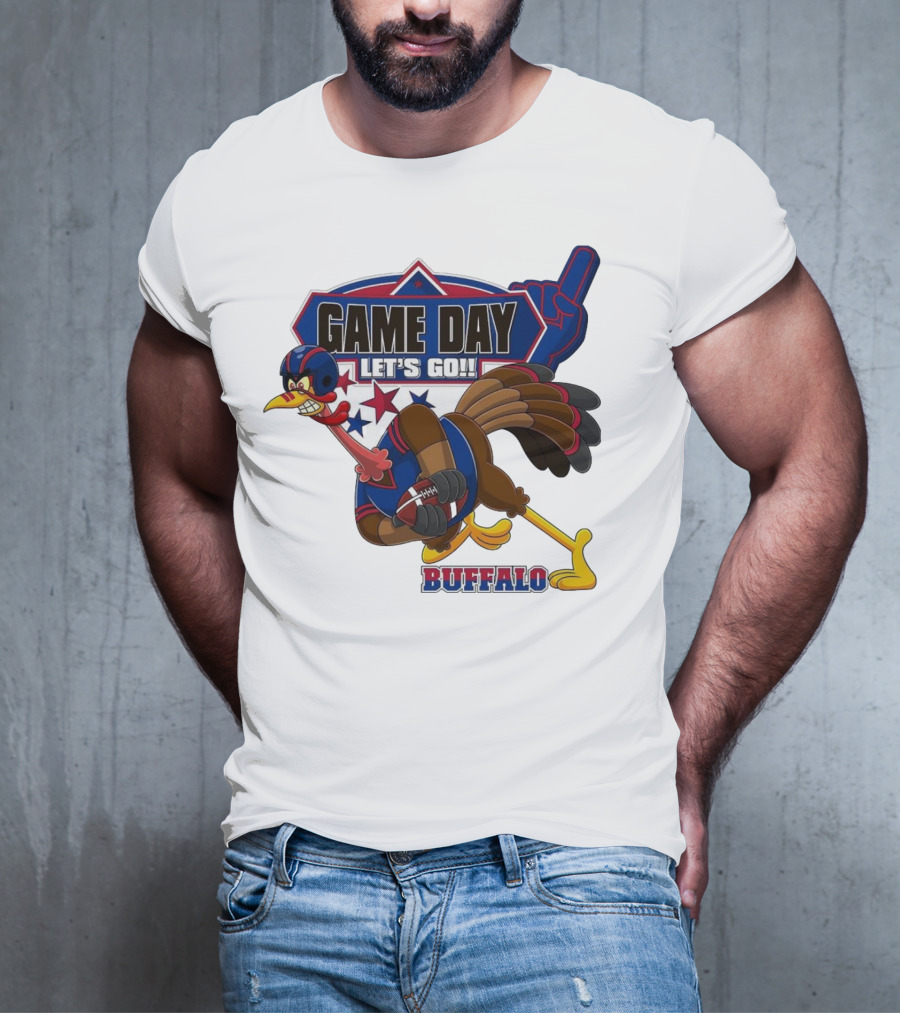 Game Day Let's Go Buffalo Football Turkey Mascot T-Shirt