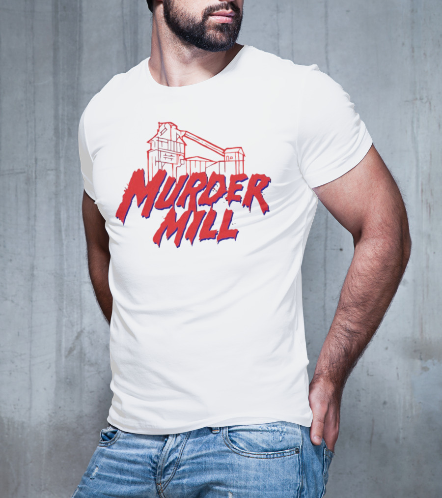 Murder Mill Haunted House Distressed Typography Iconic Building T-Shirt