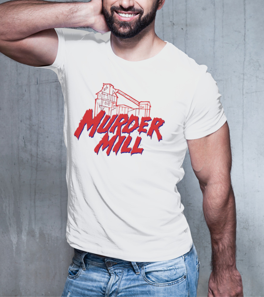 Murder Mill Haunted House Distressed Typography Iconic Building T-Shirt
