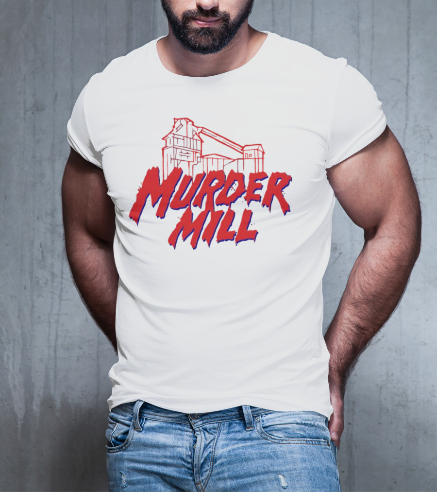 Murder Mill Haunted House Distressed Typography Iconic Building T-Shirt