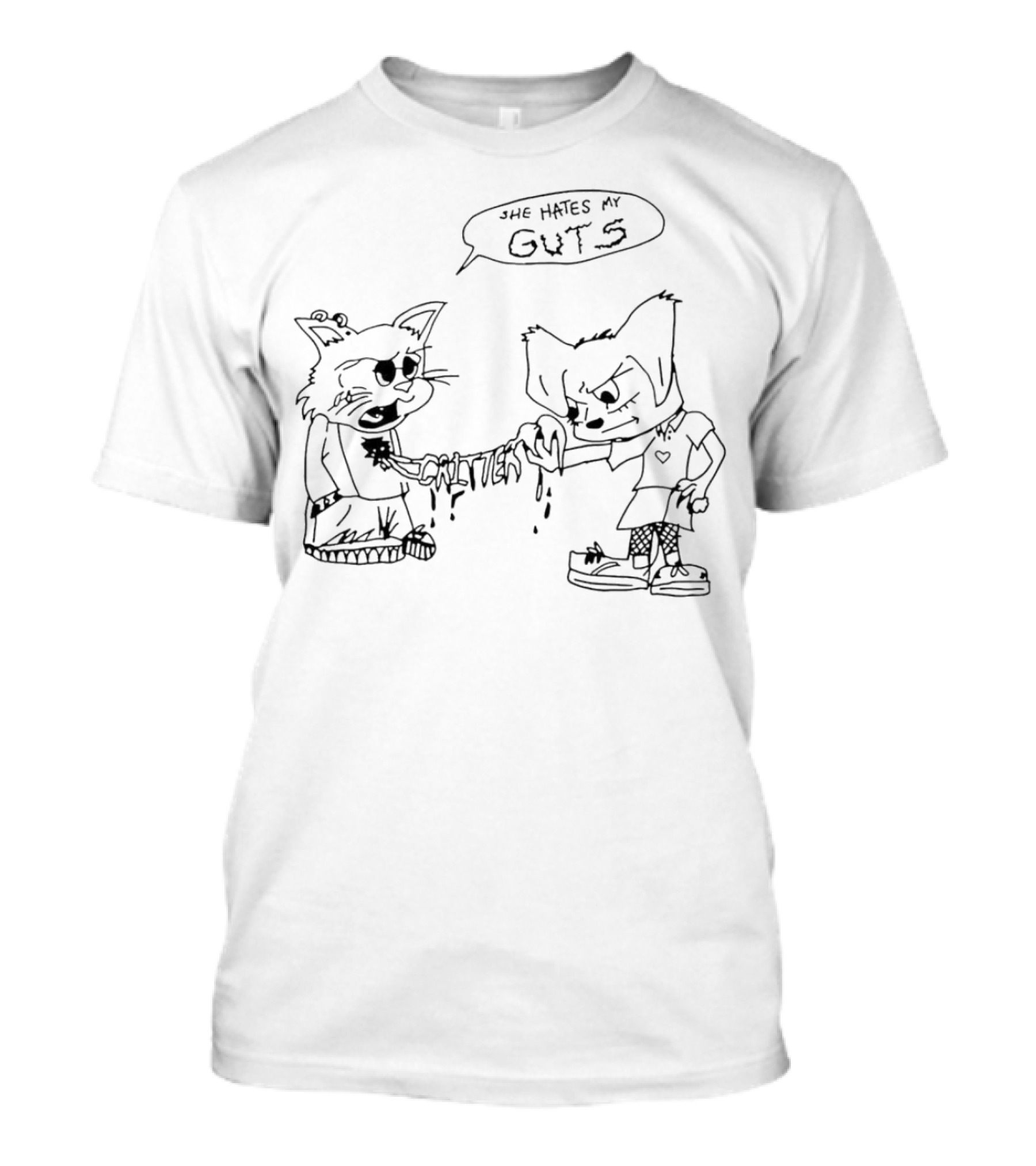 She Hates My Guts Cr1tter Cats T-Shirt