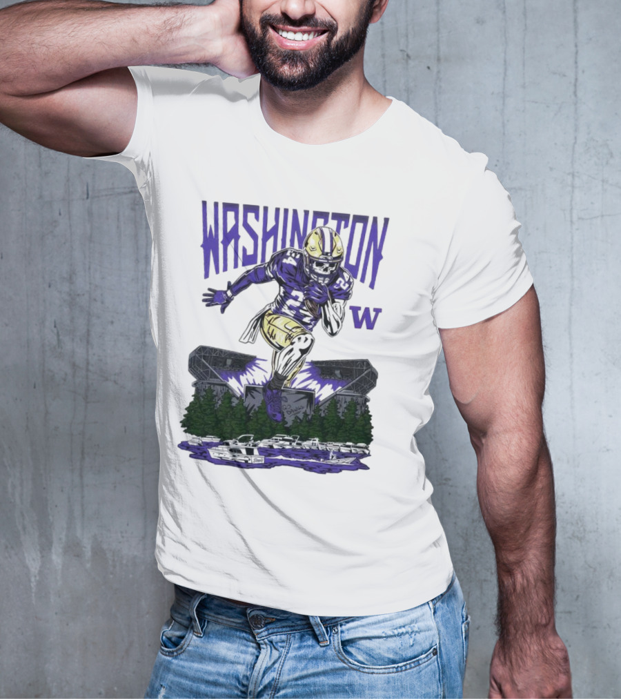 Washington Huskies Dawg Dash Immortal Football Stadium And Boats T-Shirt