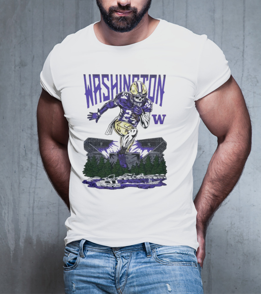 Washington Huskies Dawg Dash Immortal Football Stadium And Boats T-Shirt
