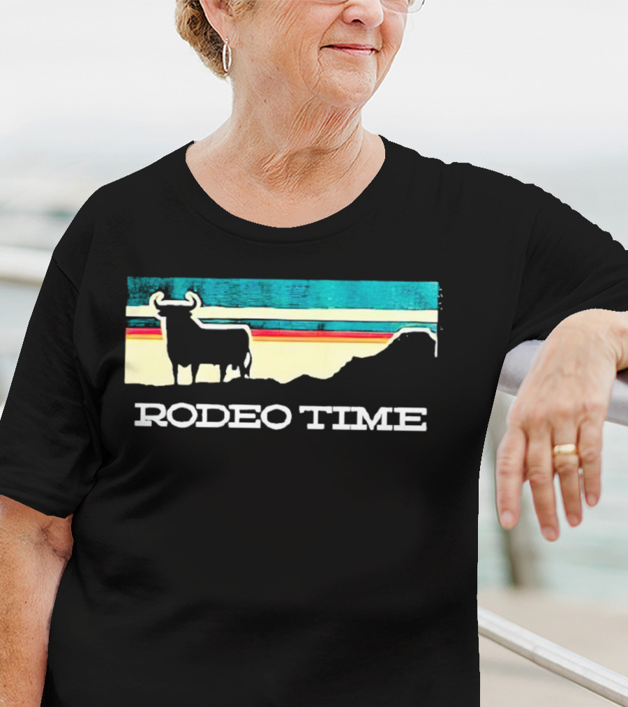 Rodeo Time Buffalo Silhouette Striped Sunset T-Shirt