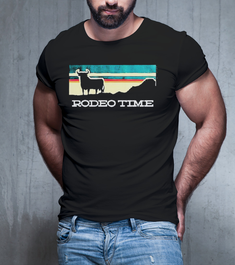Rodeo Time Buffalo Silhouette Striped Sunset T-Shirt