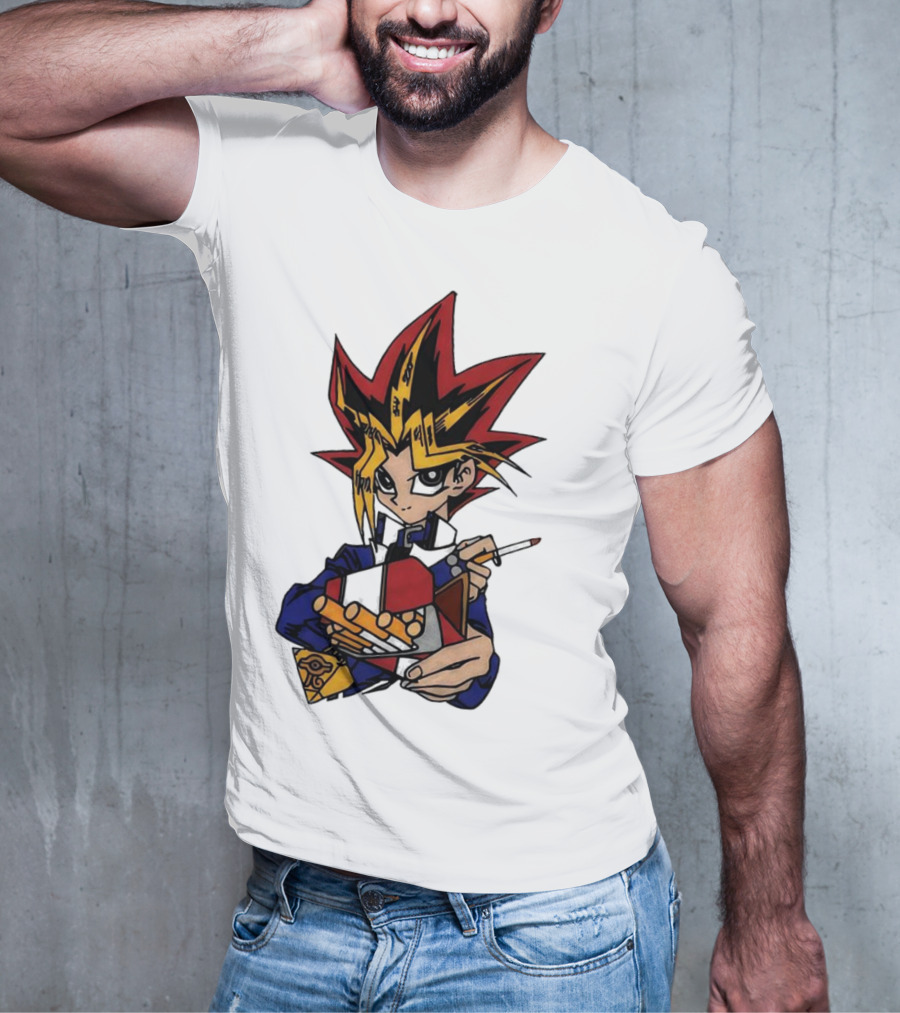 Yu-Gi-Oh Yugi Holding Cards With Millennium Puzzle T-Shirt